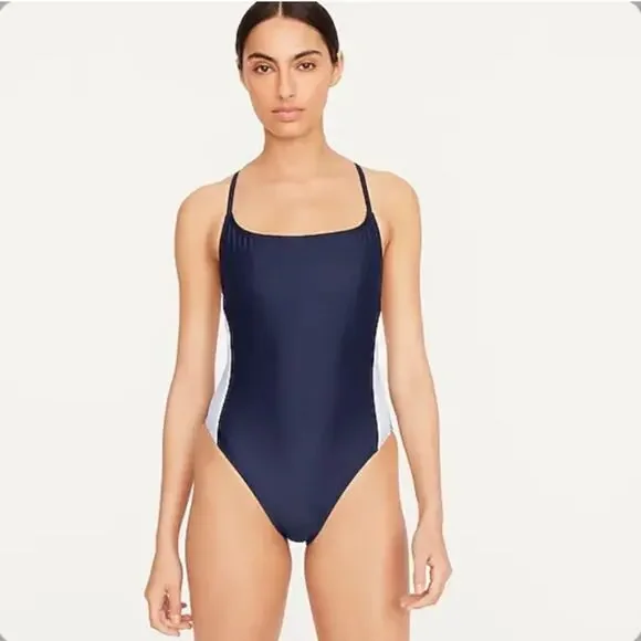 J Crew One Piece Swimsuit Womens Size 20 NWT Active Colorblock Bright Canteloupe